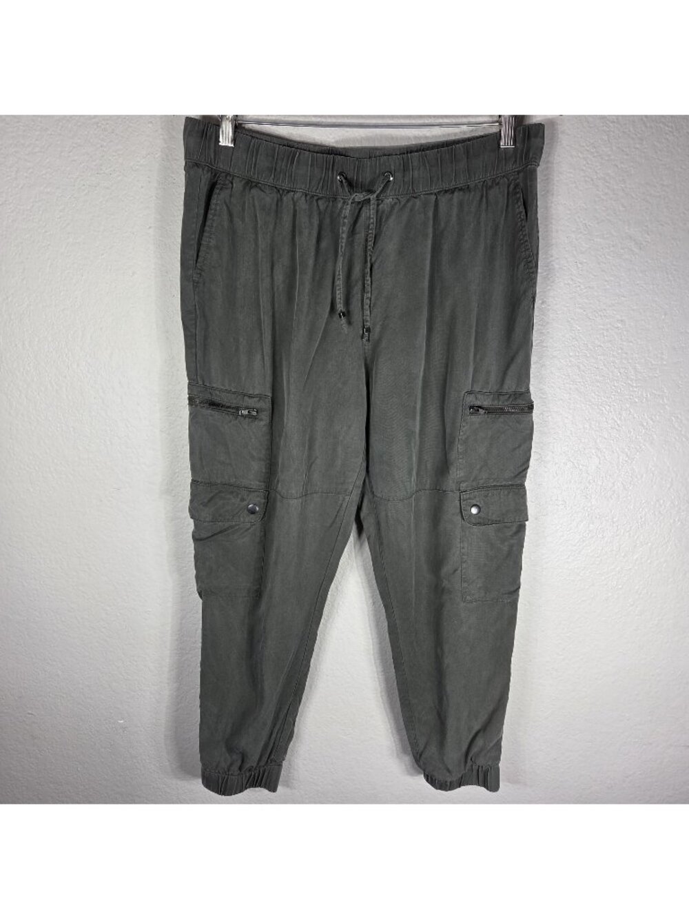 Banana Republic Soft Tencel Cargo Jogger Pants Petite L Greenish Gray